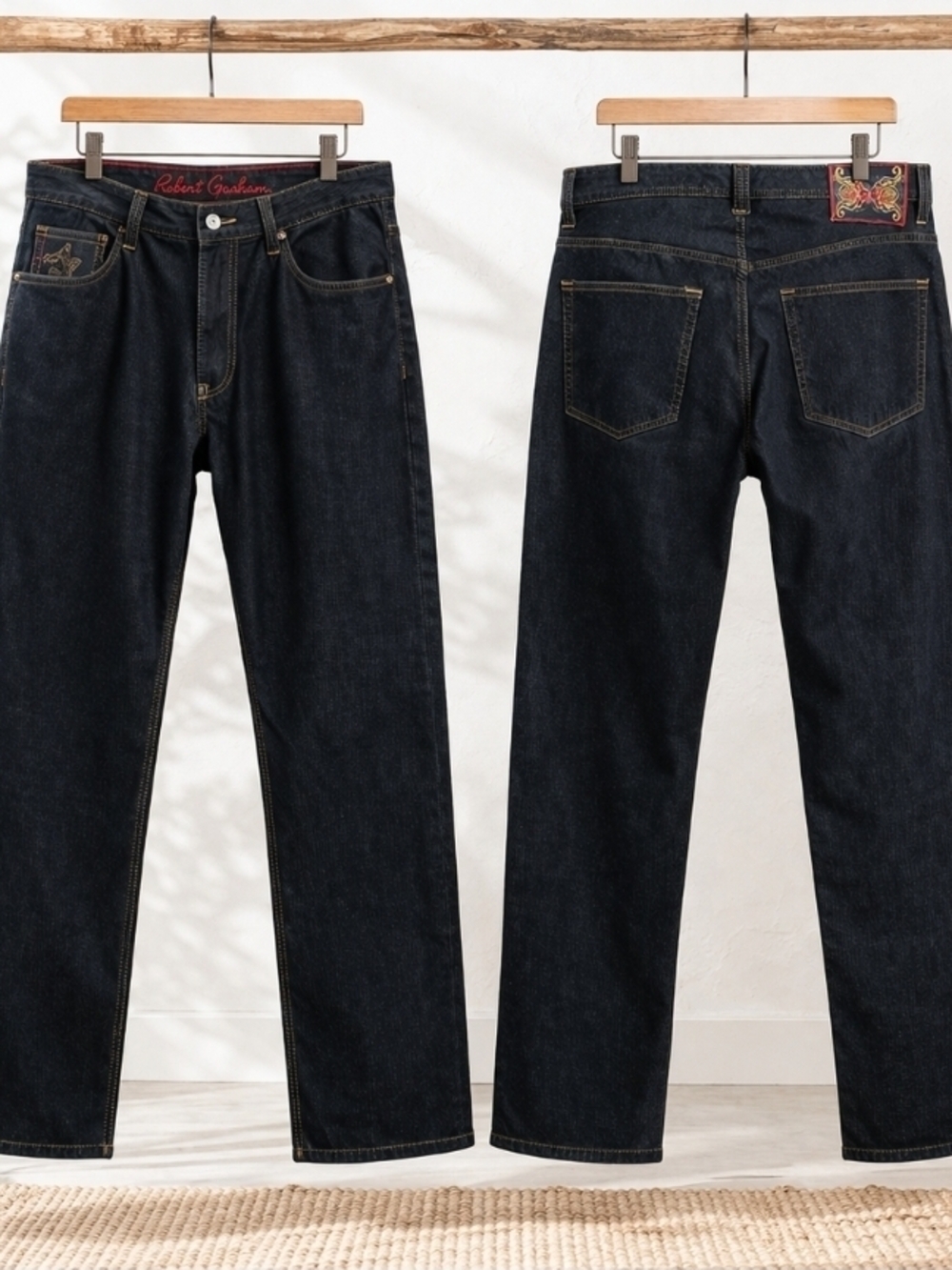 Robert Graham Men's Dark Indigo Straight-Leg Jeans